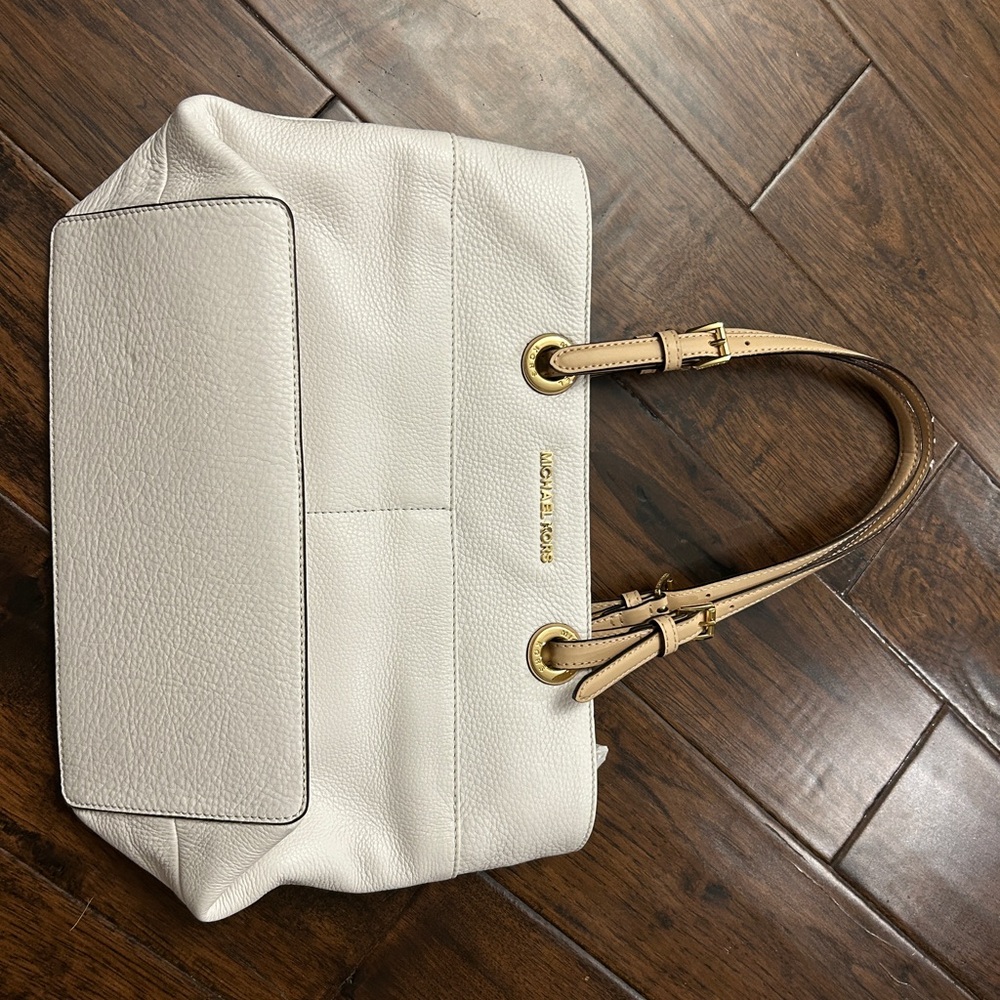 Michael Kors Cream Shoulder Bag with Tan Straps